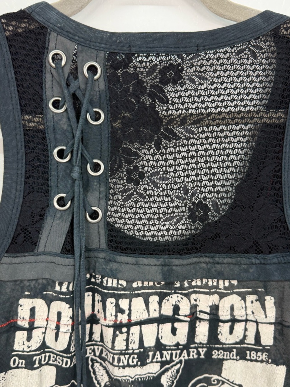 SALVAGE Sleeveless Black/Gray/White Graphic Lace up Tank Top Tunic Dress Sz S - Picture 7 of 14